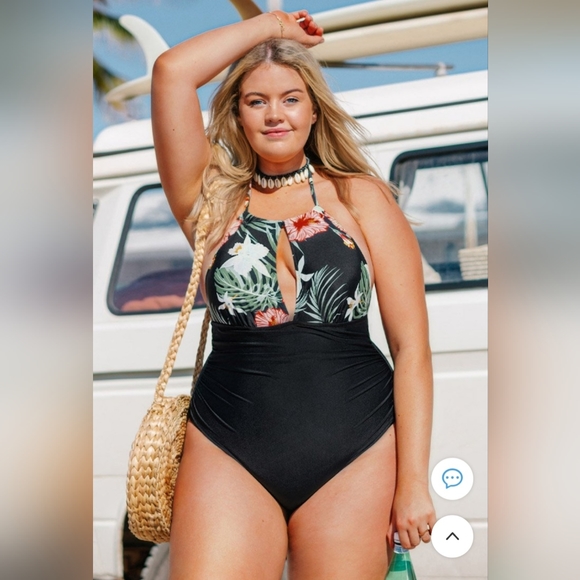 Cupshe Other - Cupshe Emelia Tropical Halter Plus Size One Piece Swimsuit, sz 2x